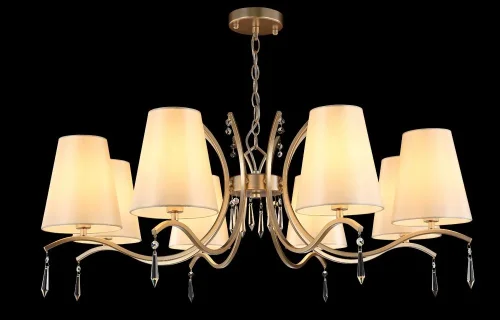 Люстра подвесная RENATA SP8 GOLD Crystal Lux бежевая на 8 ламп, основание золотое в стиле арт-деко  фото 4